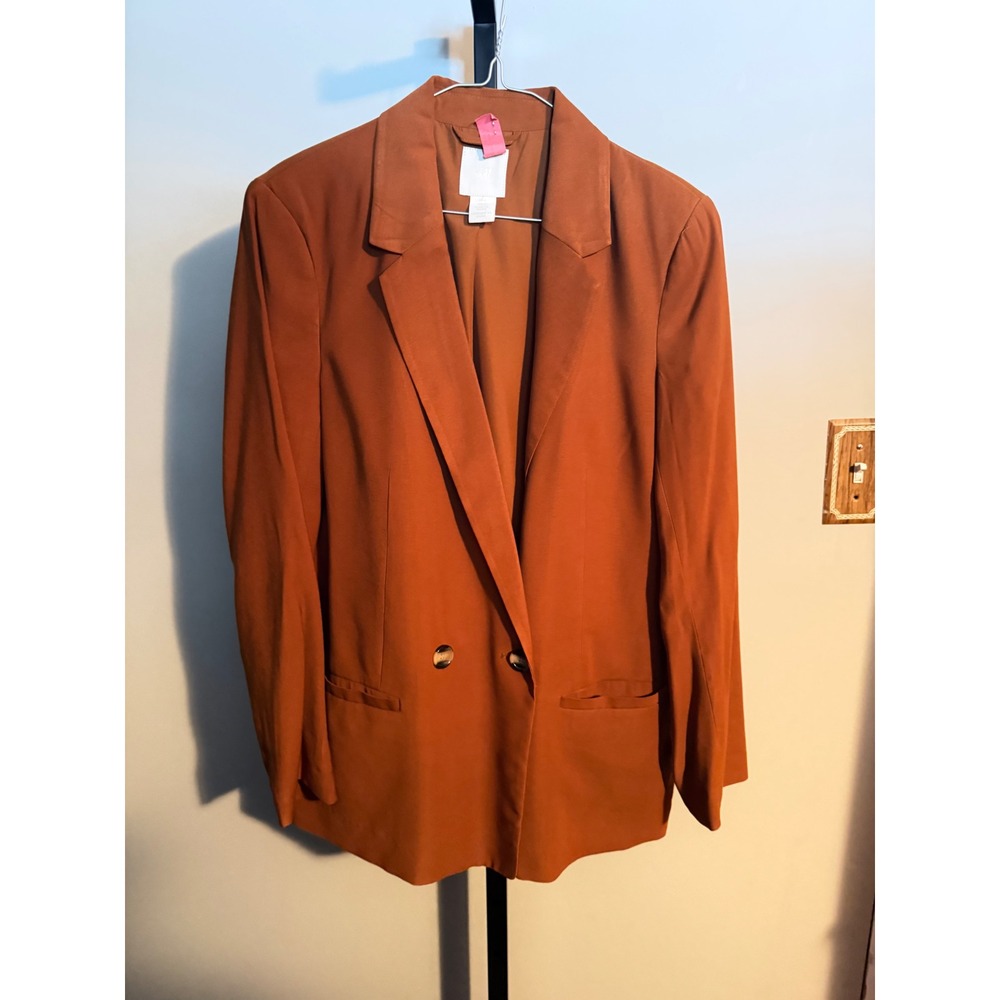 HM Women Burnt Orange Rust Double Breasted Blazer Jacket Size 4 O/N 236438